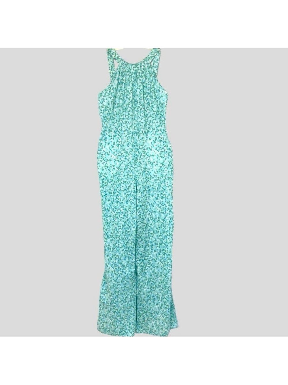 ZARA Women's Wide Leg Jumpsuit Sz. M Ditsy Floral Wide Straps Pockets - Picture 2 of 8